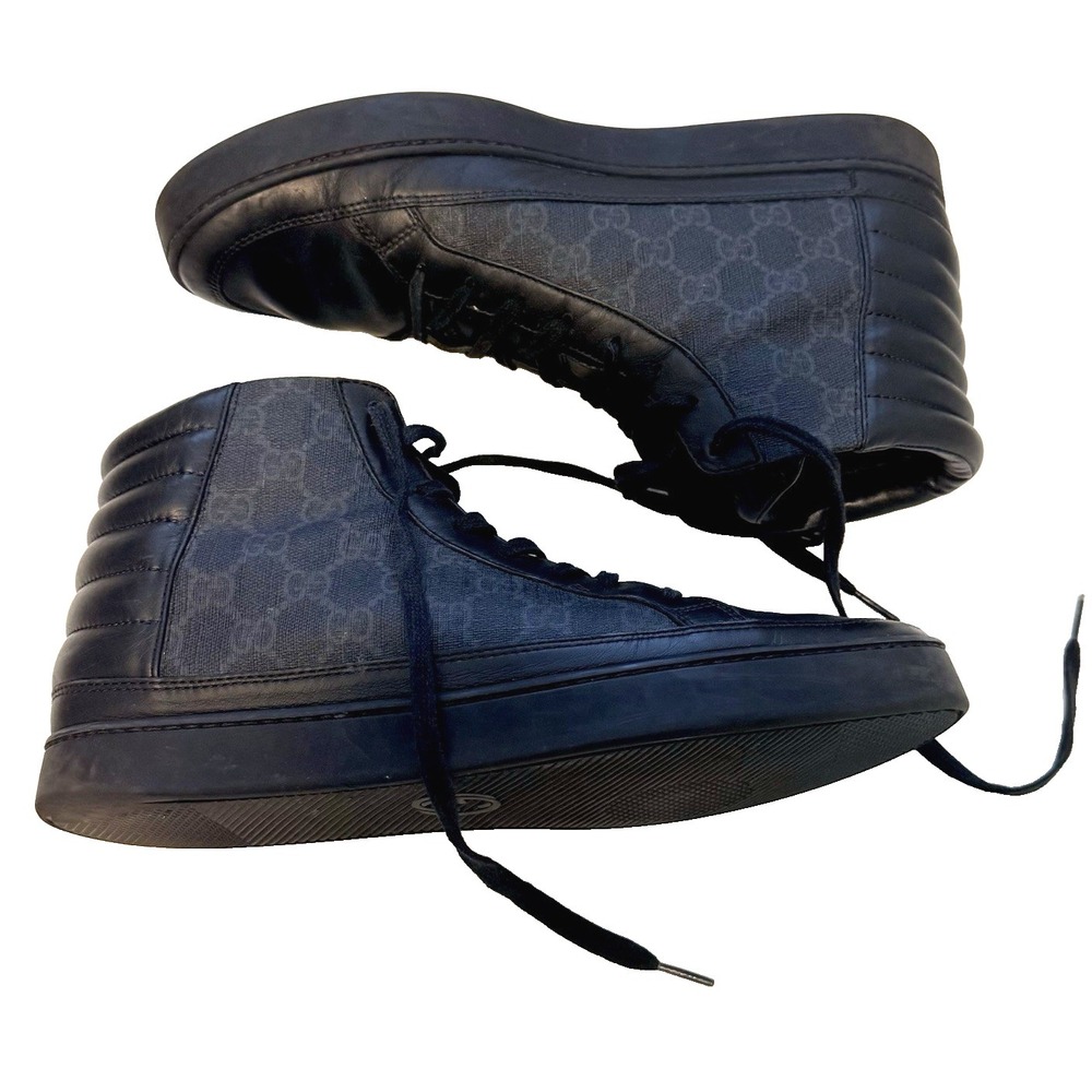 Gucci Black GG Supreme Canvas  Mens High Top Sneakers, Size US 10